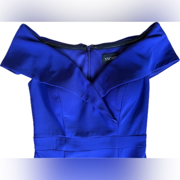 Xscape Blue Off Shoulder Slit Gown - Picture 4 of 8